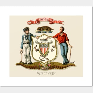 1876 Wisconsin Coat of Arms Posters and Art